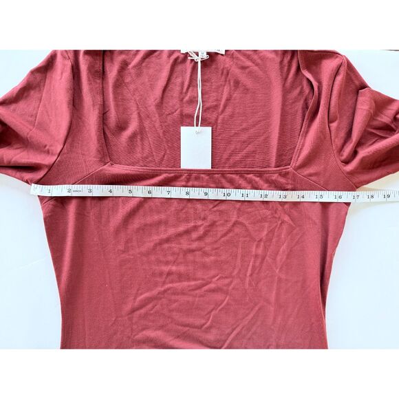 NWT Reformation Coen Jersey Knit Square Neck Mini Dress in Chianti Red Size M - Picture 13 of 16